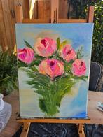 Bloemen in olieverf 30x40, Ophalen of Verzenden