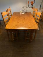 Houten eettafel met vier stoelen, Huis en Inrichting, Complete eetkamers, Ophalen, Gebruikt, 4 tot 6 stoelen