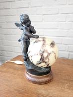 Antieke Engel Lamp met Marmeren Bol, Antiek en Kunst, Antiek | Lampen, Ophalen of Verzenden
