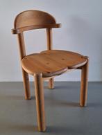 vintage robuste brutalist design grenen houten stoel, Ophalen, Riet of Rotan, Bruin, Eén