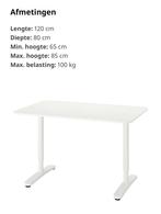 IKEA Bekant Bureau, wit, 120x80 cm, Huis en Inrichting, Bureaus, In hoogte verstelbaar, Ophalen of Verzenden, Zo goed als nieuw