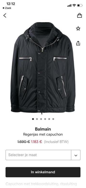 Balmain regenjas met capuchon – maat 46 (S/M) beschikbaar voor biedingen