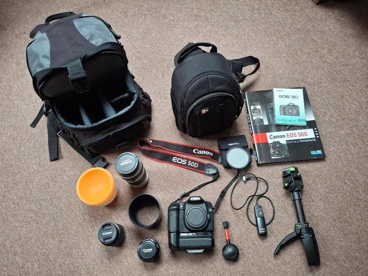 Canon EOS 50D met verschillende lenzen en toebehoren, Audio, Tv en Foto, Fotocamera's Digitaal, Zo goed als nieuw, Spiegelreflex