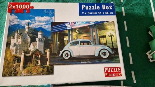 legpuzzel Neuschwanstein - Kever Beatle 1964 2x 1000 stukjes, Hobby en Vrije tijd, Denksport en Puzzels, Zo goed als nieuw, Legpuzzel