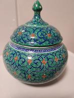 Minakari handbeschilderde geëmailleerde pot met deksel, Antiek en Kunst, Antiek | Emaille, Ophalen of Verzenden