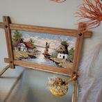 Borduurschilderij Molen en Scheepje in Houten Lijst, Ophalen of Verzenden