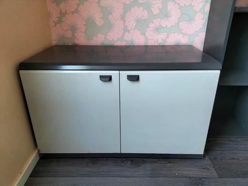Grijze dressoir kast en boekenplank gedeelte, Huis en Inrichting, Kasten | Dressoirs, Gebruikt, 25 tot 50 cm, Ophalen