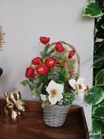 Zijden Bloemstuk in Mand - Prachtig Decoratief Stuk, Ophalen of Verzenden