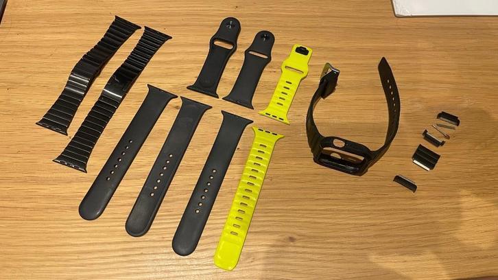 Apple Watch horloge bandjes 44mm, Sieraden, Tassen en Uiterlijk, Smartwatches, Zo goed als nieuw, iOS, Zwart, Ophalen of Verzenden