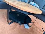 Ronde salontafel hout en metaal, Huis en Inrichting, Ophalen, Gebruikt, Rond, 50 tot 100 cm