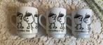 Vintage 'It's Coffee Time!' Mokken (3 stuks), Huis en Inrichting, Keuken | Servies, Gebruikt, Keramiek, Ophalen of Verzenden, Overige stijlen