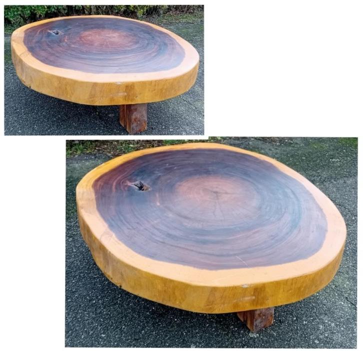 Massief suar boomstam schijf salontafel Dia 100. 10 cm dik, Huis en Inrichting, Tafels | Salontafels, Nieuw, Minder dan 50 cm