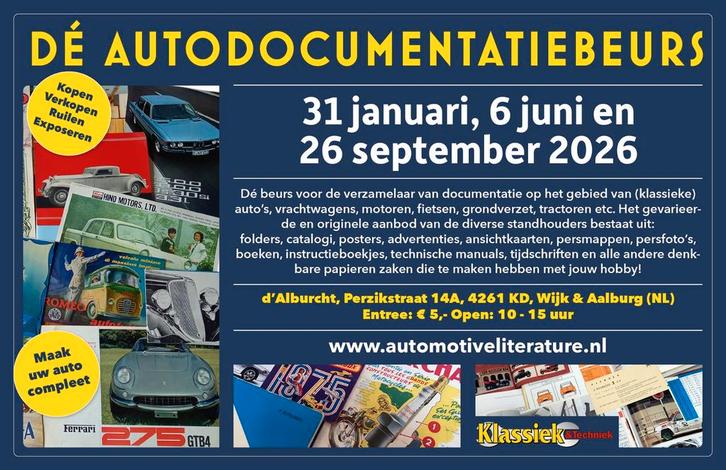 Zaterdag 31 januari 2026: dé Autodocumentatiebeurs, Boeken, Auto's | Folders en Tijdschriften, Nieuw, Overige merken, Ophalen of Verzenden