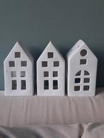 Witte Waxinelicht Huisjes - 3 x - Sfeervol & Decoratief, Ophalen of Verzenden