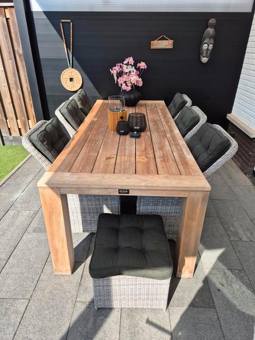 Rough teak houten tuintafel tuinset manifesto madison wicker, Tuin en Terras, Tuinsets en Loungesets, Teakhout, Ophalen