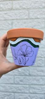 Zelfgeschilderde terracotta pot, Rond, Binnen, Ophalen of Verzenden, Zo goed als nieuw