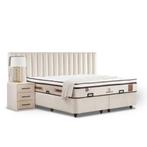 Nieuwe Tweepersoons boxspring bed 180 x 200 cm incl topper, Huis en Inrichting, Slaapkamer | Bedden, Nieuw, Beige, 180 cm, Modern