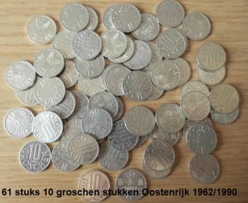 Oostenrijk, ruim 60 stuks 10 Groschen munten, 1960/1990 beschikbaar voor biedingen