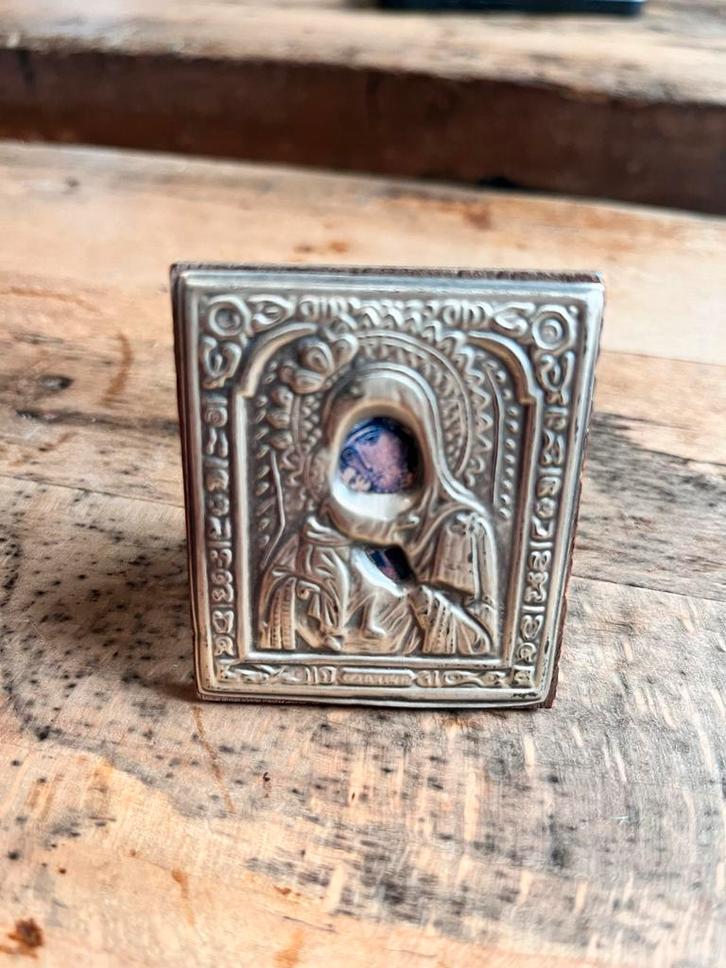 Zilveren Byzantijns Icoon Heilige Maria 925, Antiek en Kunst, Antiek | Goud en Zilver, Zilver, Ophalen of Verzenden