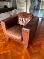 Bruine leren stoel/fauteuil, Huis en Inrichting, Fauteuils, Ophalen, Zo goed als nieuw, 75 tot 100 cm, Leer