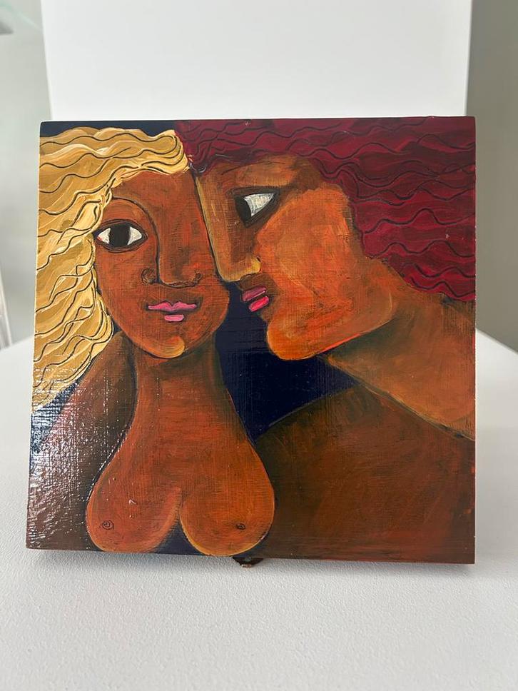 Handgeschilderd houten kistje - Uniek!, Antiek en Kunst, Kunst | Overige Kunst, Ophalen of Verzenden