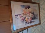 Aquarel bloemen met goudkleurige lijst 86x66 cm, Huis en Inrichting, Woonaccessoires | Schilderijen, Tekeningen en Foto's, Ophalen