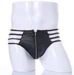 Heren zwarte kunst leren string met rits g-string jockstrap, Kleding | Heren, Ondergoed, Verzenden, Zwart, Slip