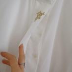 Marianne Paris vintage 1980s blouse wit + goud borduursel, Maat 38/40 (M), Vintage, Ophalen of Verzenden, Wit