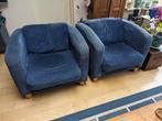 Twee fauteuilles, Blauw, Twee, Gebruikt, Stof
