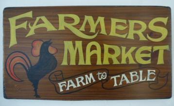 Handgeschilderd houten bord / Farmers Market / boeren markt beschikbaar voor biedingen