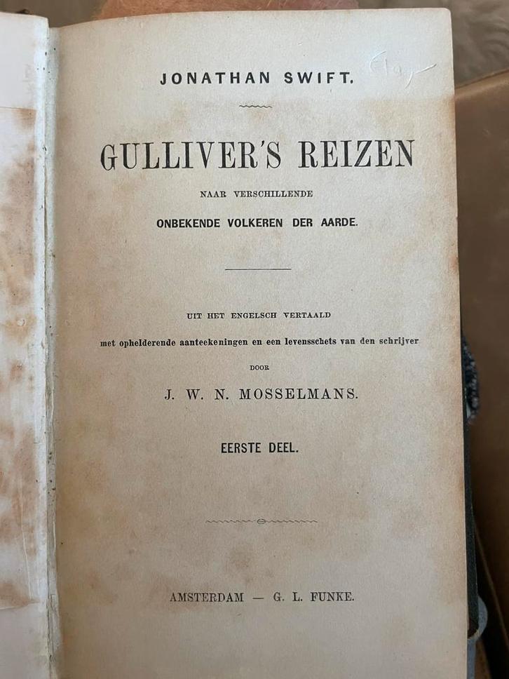 Gulliver's Reizen - Jonathan Swift - Antiek Boek, Antiek en Kunst, Antiek | Boeken en Bijbels, Ophalen of Verzenden