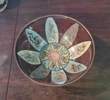 Fraaie antieke cloisonne schaal kom beschikbaar voor biedingen