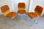 Mooi set van 3 oranje vintage retro  stoelen, Ophalen, Gebruikt, Overige kleuren, Drie