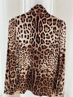 Dolce & Gabbana blouse met luipaardprint zijde stretch., Beige, Dolce & Gabbana., Ophalen of Verzenden, Zo goed als nieuw