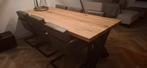 Massief eiken tafel met stalen X-poten 240x100 cm, Ophalen, 100 tot 150 cm, Eikenhout, 200 cm of meer