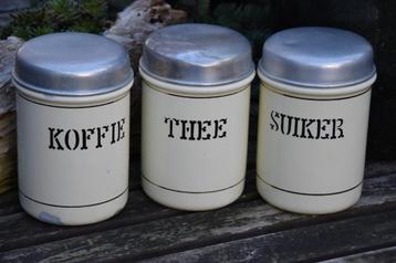 Vintage Emaille Voorraadbussen beschikbaar voor biedingen