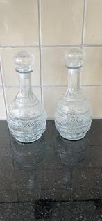 2 Vintage Glazen Karafjes met Stop Klassiek Geslepen Design, Ophalen of Verzenden, Nieuw, Overige typen