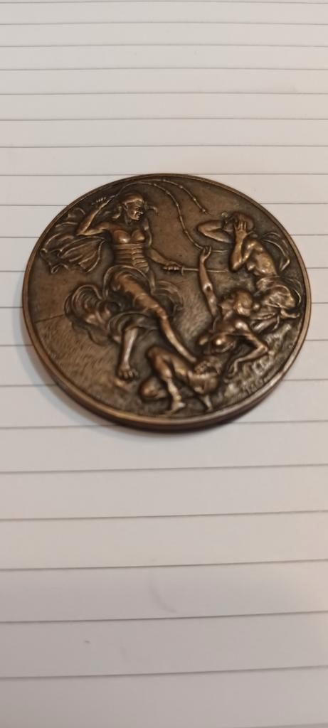 Amsterdam Steun-Comite 1914 Bronzen Penning, Postzegels en Munten, Penningen en Medailles, Brons, Nederland, Ophalen of Verzenden