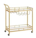 Serveerwagen met een luxe gouden frame en spiegelende glazen, Huis en Inrichting, Ophalen, Zo goed als nieuw