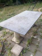 2 arduinen tafelbladen met 2 betonnen voeten., Tuin en Terras, Tuintafels, Ophalen, Gebruikt, Vierkant