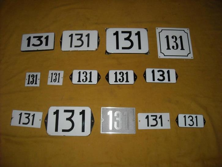 oud emaille huisnummer 131 ook 132 133 134 135 136 137 138 7, Antiek en Kunst, Antiek | Emaille, Ophalen of Verzenden