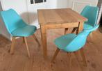 Eettafel eventueel met 3 stoelen, 50 tot 100 cm, Modern, Eikenhout, Drie personen