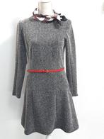Casual grijze jurk met tweed print, Verzenden, Nieuw, Knielengte, Maat 36 (S)