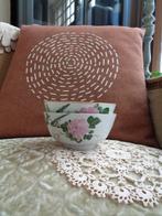 2 Brocante Spoelkommen Vogel met Bloem ** Mimosa **, Antiek en Kunst, Antiek | Servies los, Ophalen of Verzenden