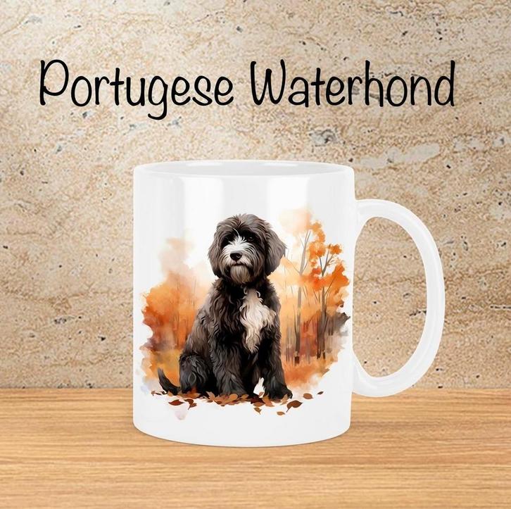 Portugese Waterhond Herfstmok, Huis en Inrichting, Keuken | Servies, Nieuw, Kop(pen) en/of Schotel(s), Overige stijlen, Ophalen of Verzenden