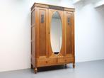 Vintage garderobekast | Geslepen spiegel | Eiken, Huis en Inrichting, Kasten | Kledingkasten, Ophalen, Gebruikt, 100 tot 150 cm