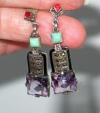 Theodor fahrner art deco 935 oorbellen amethyst markasiet .., Sieraden, Tassen en Uiterlijk, Verzenden, Zilver, Oorbellen, Met edelsteen