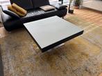 Salontafel (glas en edelstaal), Huis en Inrichting, Tafels | Salontafels, Ophalen, Gebruikt, 100 tot 150 cm, 50 tot 100 cm