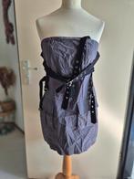Stoer leuk strapless jurkje met gespen maat ml, Maat 38/40 (M), Ophalen of Verzenden, Zo goed als nieuw, Grijs