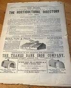Aflevering van Horticultural Directory 1886, Verzamelen, Ophalen of Verzenden, Voor 1920, Buitenland, Tijdschrift